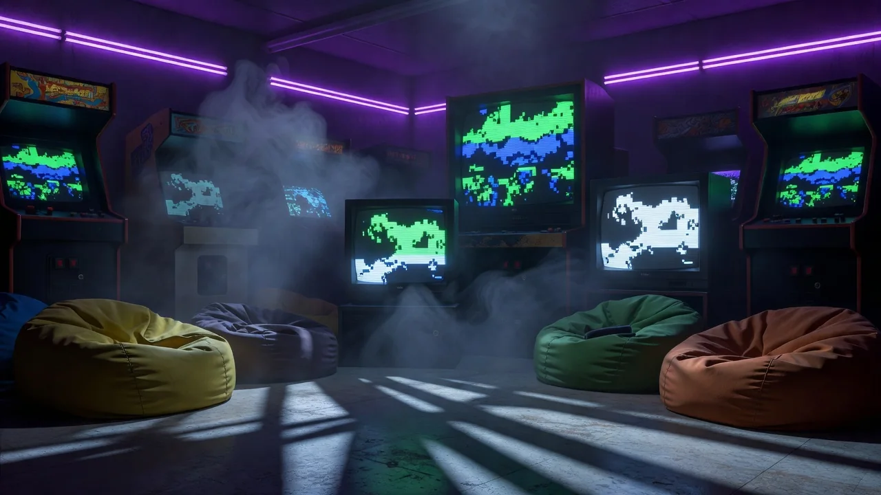 Varios animatrónicos de fan games de FNAF en un pasillo oscuro